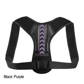 Adjustable Back Shoulder Posture Corrector Belt For Clavicle Spine Support Body Reshape Pain Relief From Neck; Back And Shoulder ( Buy A Size Up (Color: Black Purple, size: L(70-100KG))