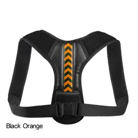 Adjustable Back Shoulder Posture Corrector Belt For Clavicle Spine Support Body Reshape Pain Relief From Neck; Back And Shoulder ( Buy A Size Up (Color: Black Orange, size: XL(80-120KG))