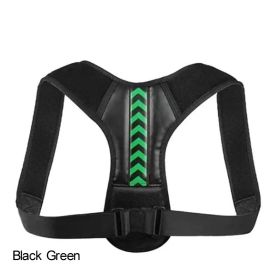 Adjustable Back Shoulder Posture Corrector Belt For Clavicle Spine Support Body Reshape Pain Relief From Neck; Back And Shoulder ( Buy A Size Up (Color: Black Green, size: S(20-40KG))